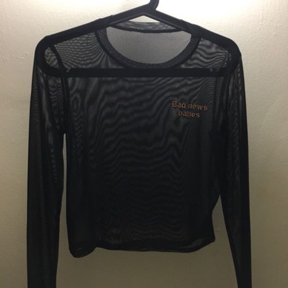 Black mash long sleeve stretchy top
